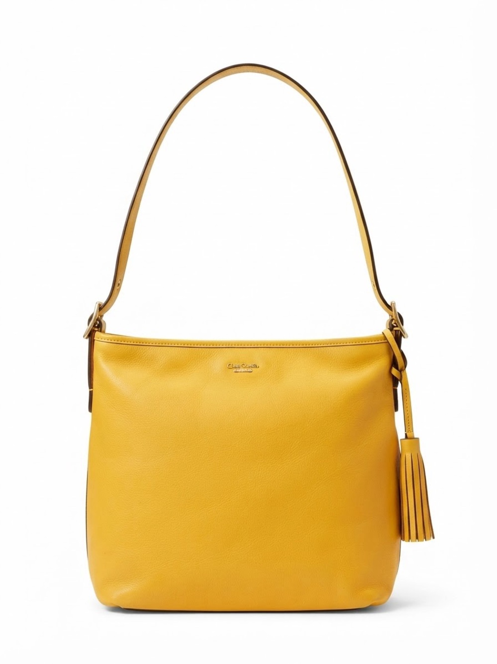 Cole Haan Mustard Yellow Leather Shoulder Bag with Tassel